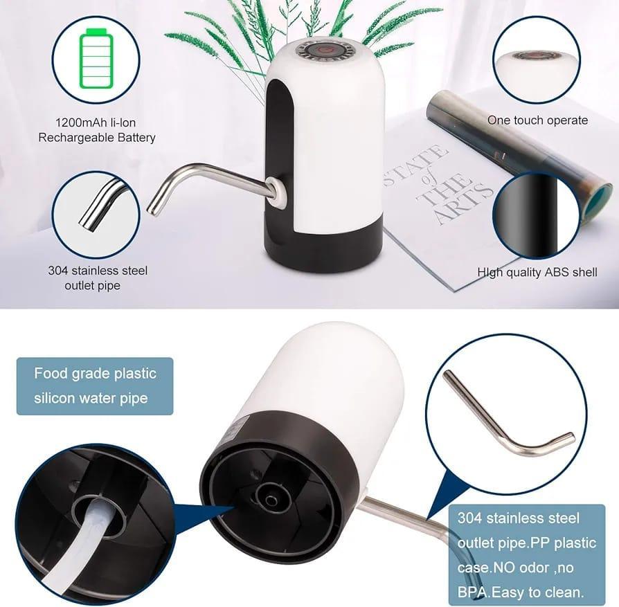 **Electric Water Dispenser Pump – USB Rechargeable Automatic Water Bottle Pump | ABS & Stainless Steel**