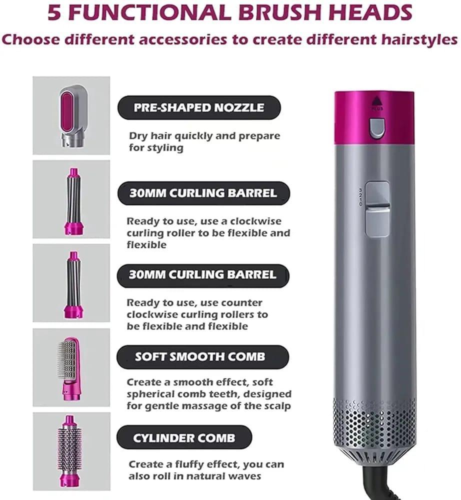 Salon-Curled Curler ABS Pink Silver Low Noise