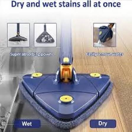 Triangle Floor Mop with Water Spray – Rotating Microfiber Mop with Replaceable Pads for Easy Cleaning