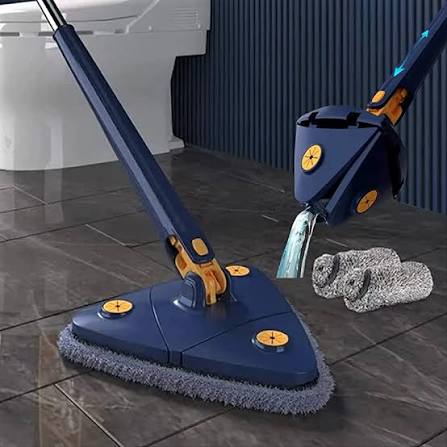 Triangle Floor Mop with Water Spray – Rotating Microfiber Mop with Replaceable Pads for Easy Cleaning