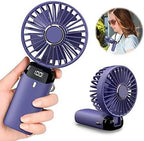 Rechargeable Portable Fan with LED Digital Display 5 Speed Levels, Foldable Design & USB Charging