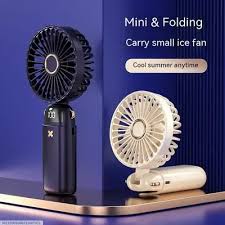 Rechargeable Portable Fan with LED Digital Display 5 Speed Levels, Foldable Design & USB Charging