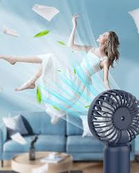 Rechargeable Portable Fan with LED Digital Display 5 Speed Levels, Foldable Design & USB Charging