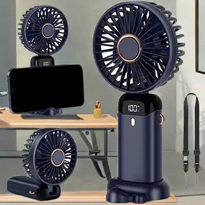 Rechargeable Portable Fan with LED Digital Display 5 Speed Levels, Foldable Design & USB Charging