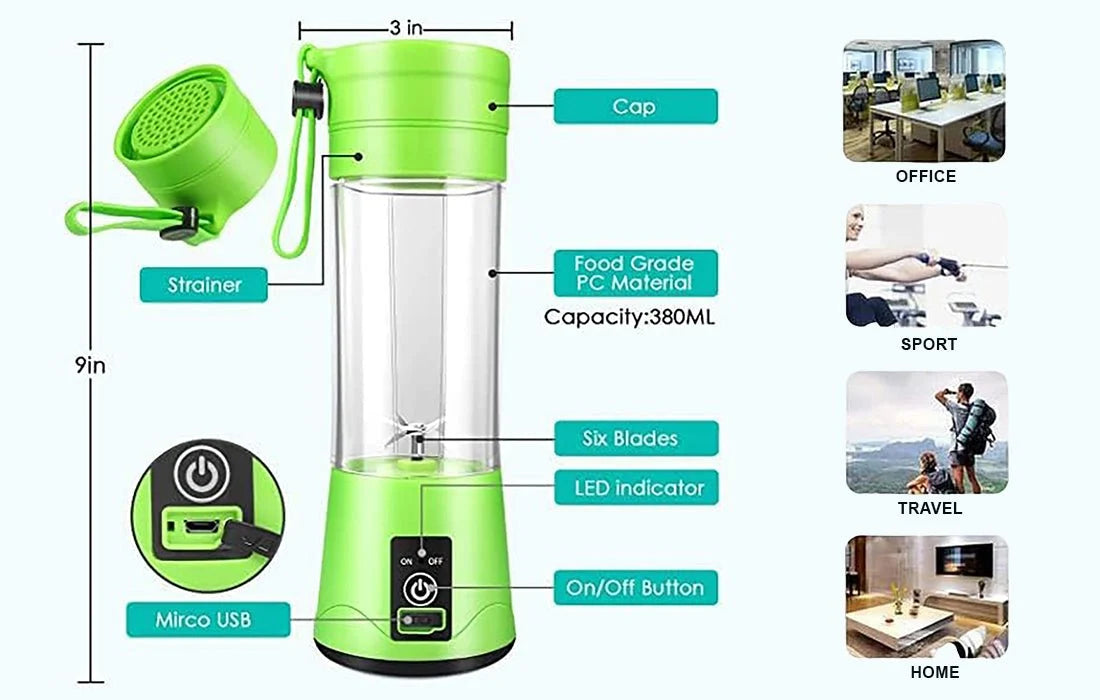 Portable USB Rechargeable Juicer Blender – Mini Personal Smoothie Maker for Home, Office & Travel
